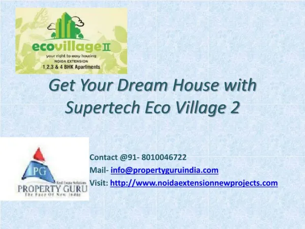 2 BHK Luxury Apartments in Supertech Eco Village 2 Noida Ext