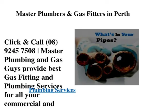 master plumbers gas fitters in perth