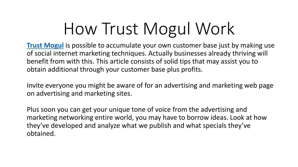how trust mogul work