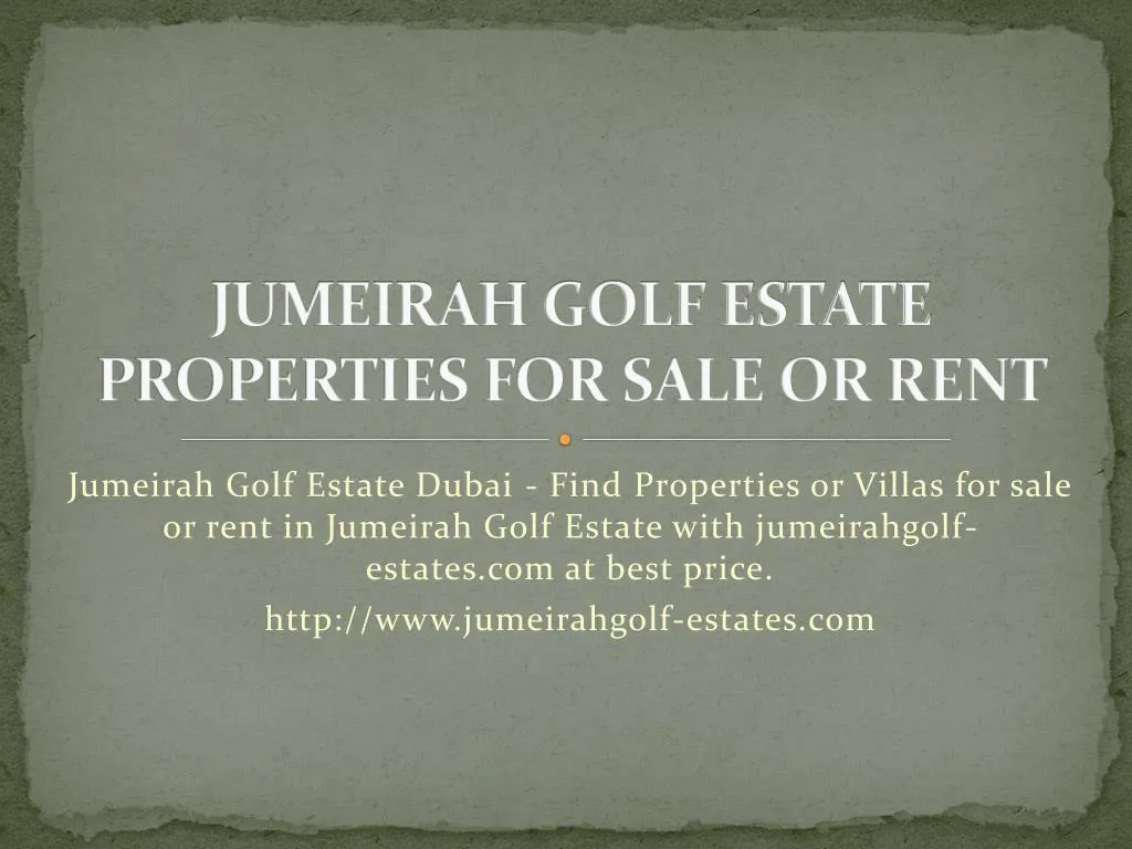 jumeirah golf estate properties for sale or rent