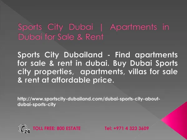 Buy Dubai Sports City Properties , Villas For Sale & Rent