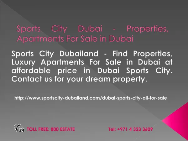 Sports City Dubailand Properties, Apartments For rent