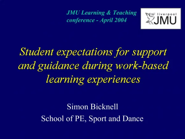 Student expectations for support and guidance during work-based learning experiences