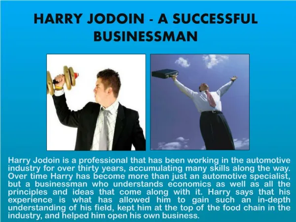 HARRY JODOIN - A SUCCESSFUL BUSINESSMAN