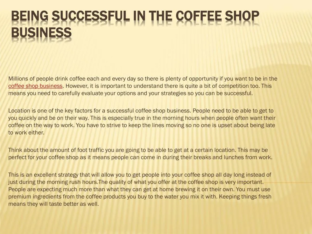 being successful in the coffee shop business