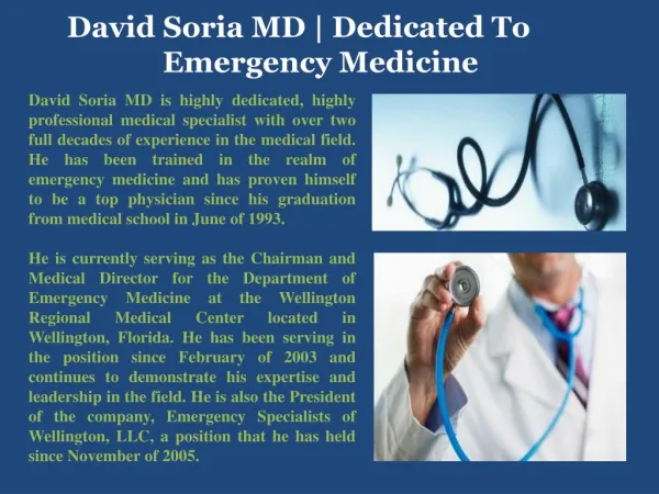 David Soria MD | Dedicated To Emergency Medicine