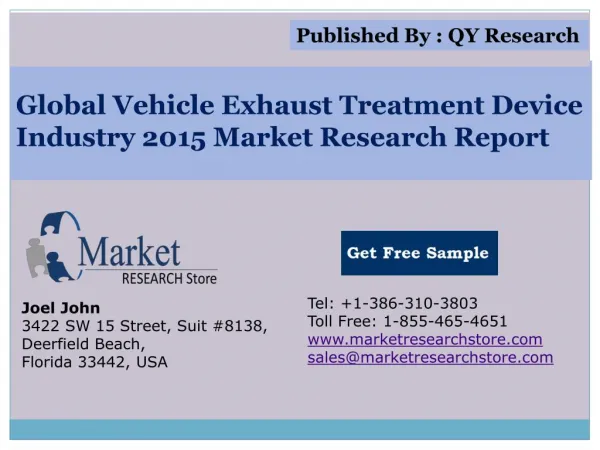 Global Vehicle Exhaust Treatment Device Industry 2015 Market