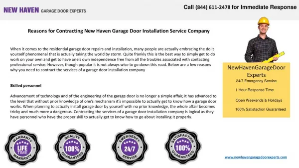 Reasons for Contracting New Haven Garage Door Company