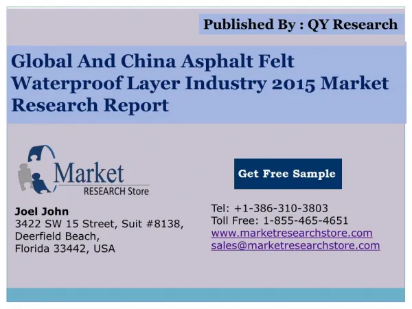 Global And China Asphalt Felt Waterproof Layer Industry 2015