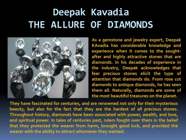 Deepak Kavadia The Allure of Diamonds