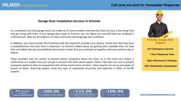 Garage Door Installation Services in Orlando