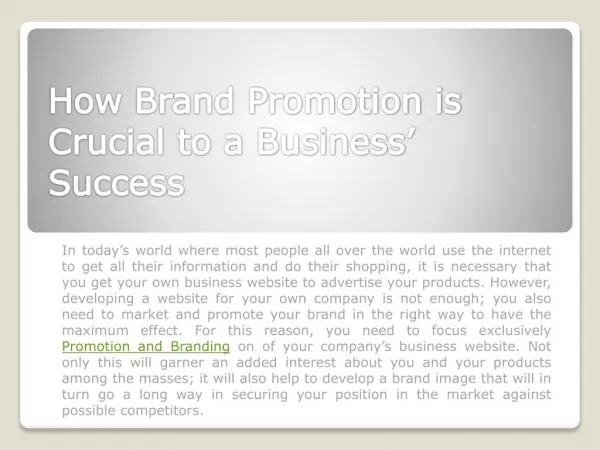 How Brand Promotion is Crucial to a Business’ Success
