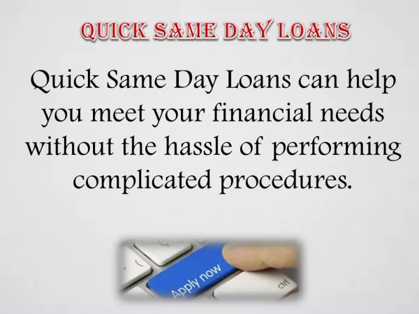 Quick Same Day Loans Are Handy Financial Aid Online