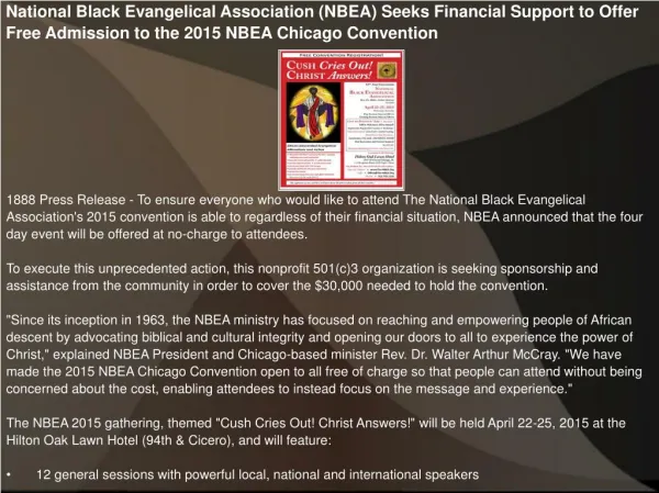 National Black Evangelical Association (NBEA) Seeks