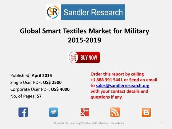 Global Smart Textiles Market for Military 2015-2019