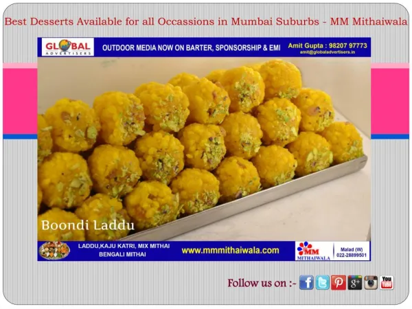 Sweets Available for all Occassions Worldwide- MM Mithaiwala