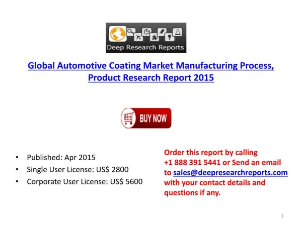 Global Automotive Coating Market Manufacturing Process Resea