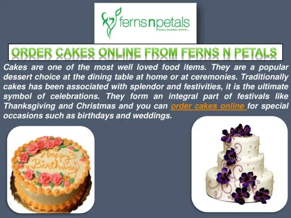 Order and Send Cakes Online From Ferns N Petals