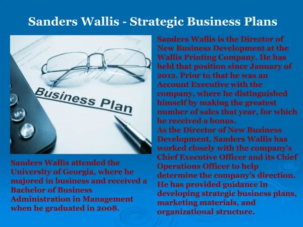 Sanders Wallis - Strategic Business Plans