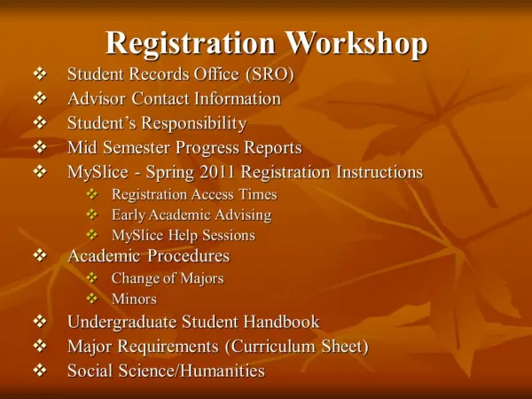 Registration Workshop