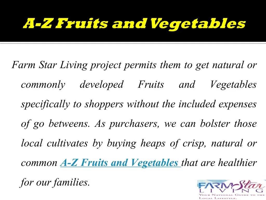 a z fruits and vegetables