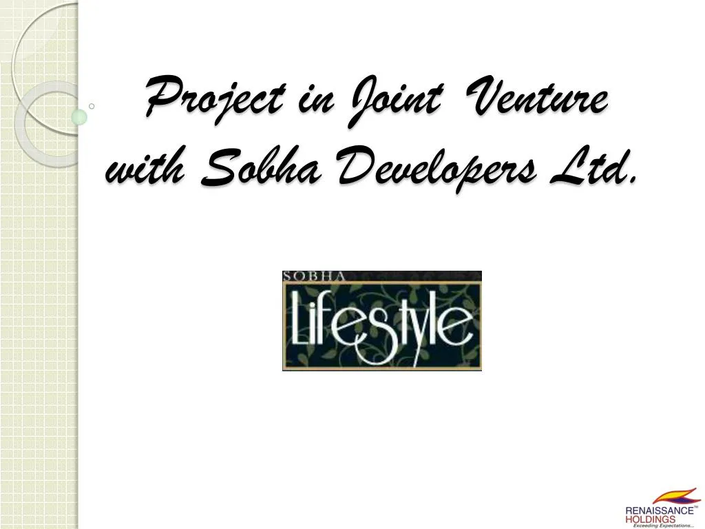 project in joint venture with sobha developers ltd