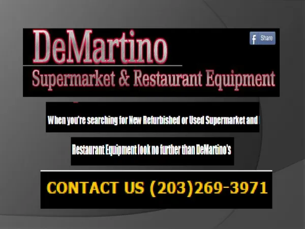 used and remanufactured Equipments, DeMartino Fixtures Resta