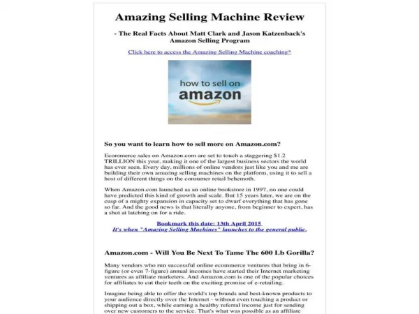 Amazing Selling Machine Review