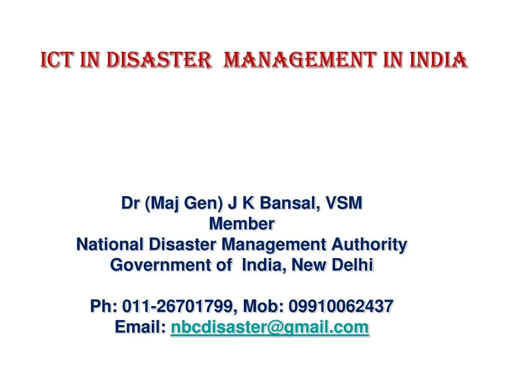 ict in disaster management in india