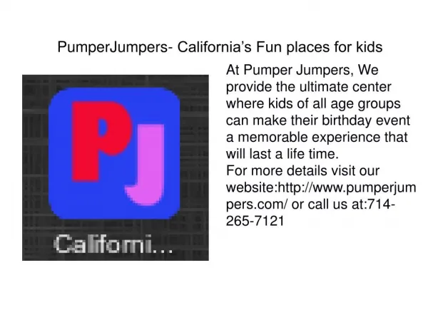 PumperJumpers- California’s Fun places for kids