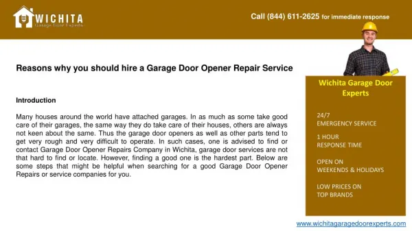 Reasons why you should hire a Garage Door Opener Repair Serv