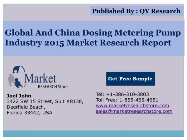 Global and China Dosing Metering Pump Industry 2015 Market O