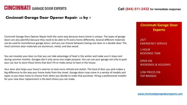 Cincinnati Garage Door Opener Repair: 24 by 7