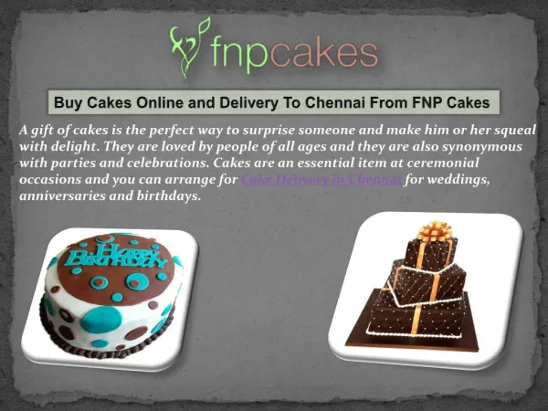 Buy and Order Cakes Online In Chennai From FNP Cakes