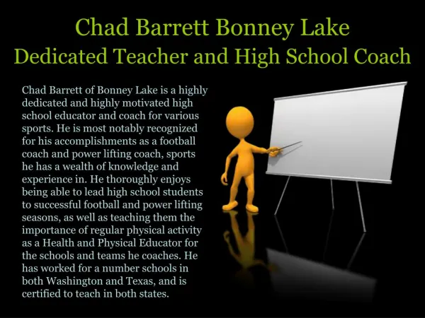 Chad Barrett Bonney Lake Dedicated Teacher and High School Coach