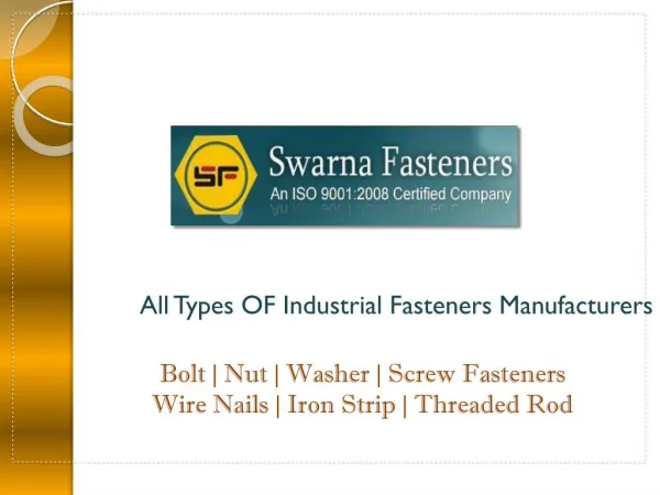 Bolt Fasteners Manufacturers India | SS Bolt Fastener Suppli