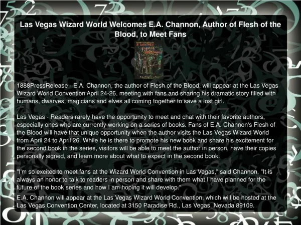 Las Vegas Wizard World Welcomes E.A. Channon