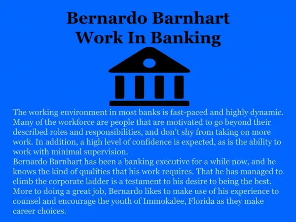 Bernardo Barnhart | Works in Banking
