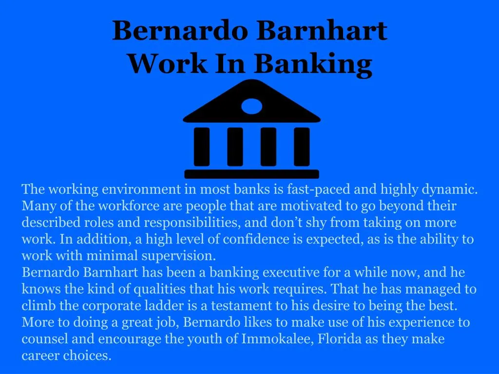 bernardo barnhart work in banking