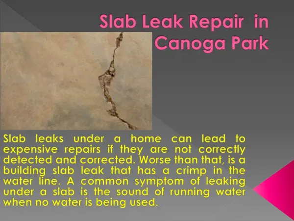 Slab Leak Repair in Conoga Park