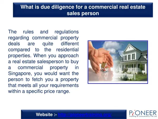 What is due diligence for a commercial real estate sales per