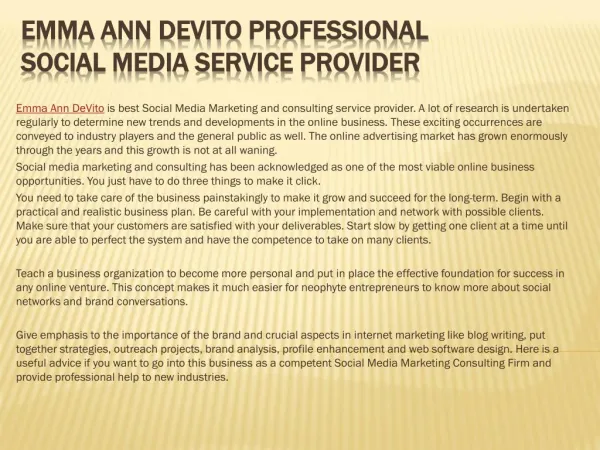 Emma Ann DeVito Professional Social Media Service Provider
