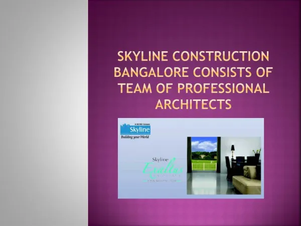 Skyline Construction Bangalore consists of team of professio