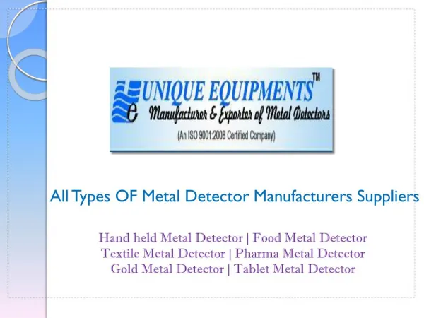 Food Metal Detector Manufacturers | Suppliers India