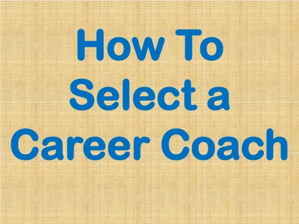 How To Select a Career Coach