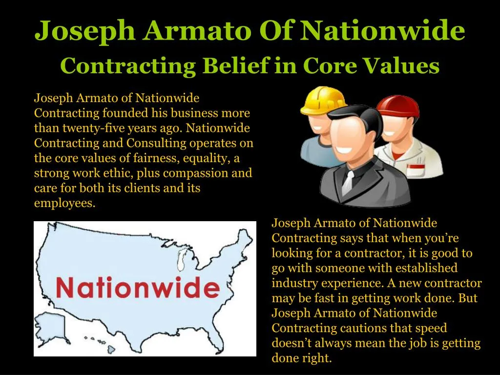 joseph armato of nationwide contracting belief in core values