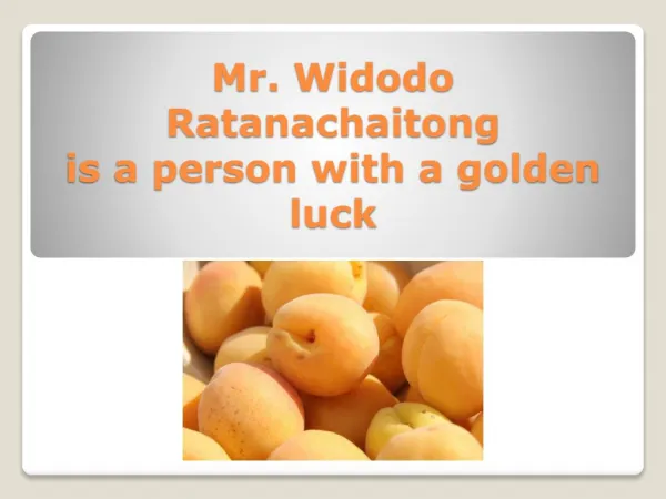 Mr. Widodo Ratanachaitong is a person with a golden luck