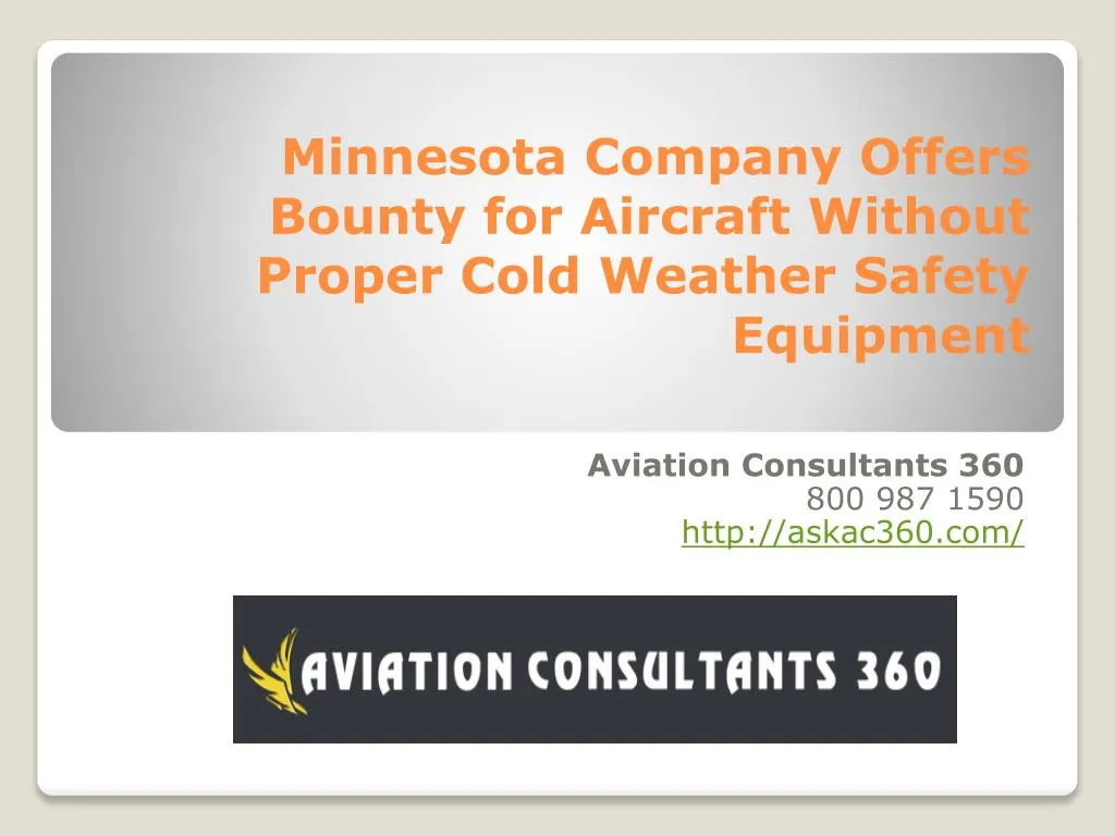 minnesota company offers bounty for aircraft without proper cold weather safety equipment