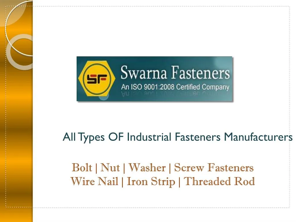 all types of industrial fasteners manufacturers