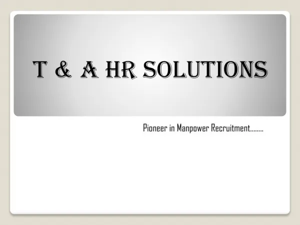 Manpower Consultancy Pune | T & A HR Solutions